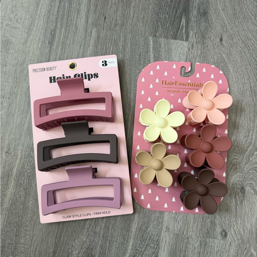 Hair Clips Set in Pink and Brown